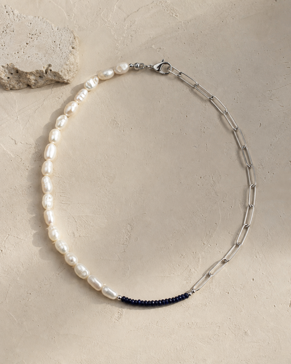 TIDE Pearl, Steel & Navy Necklace